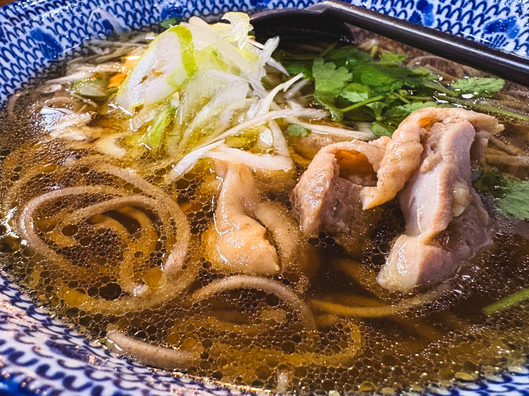 水車生そばで食べた鶏肉とねぎが入った温かい鳥そば
