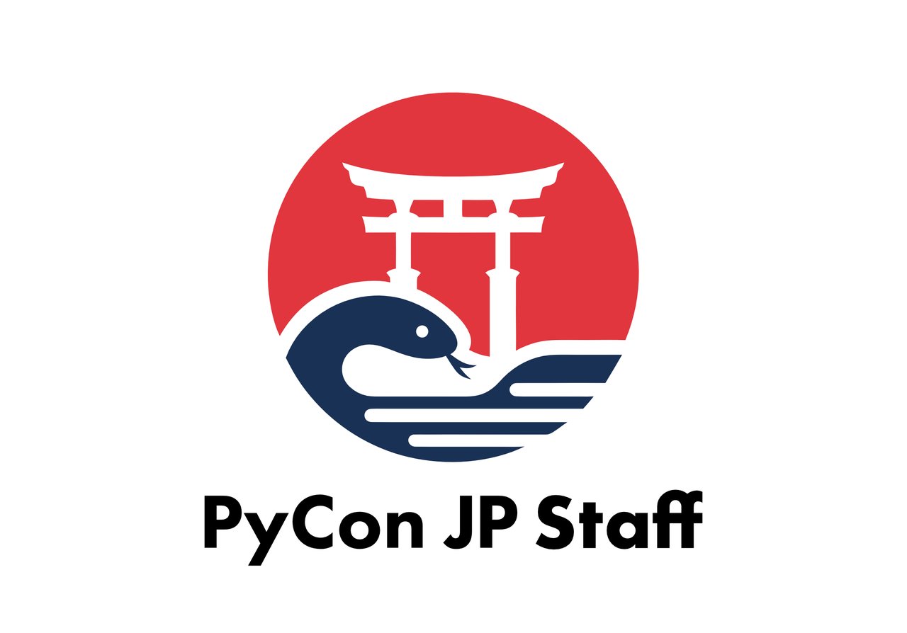 鳥居とクジラを組み合わせた PyCon JP Staff のロゴ