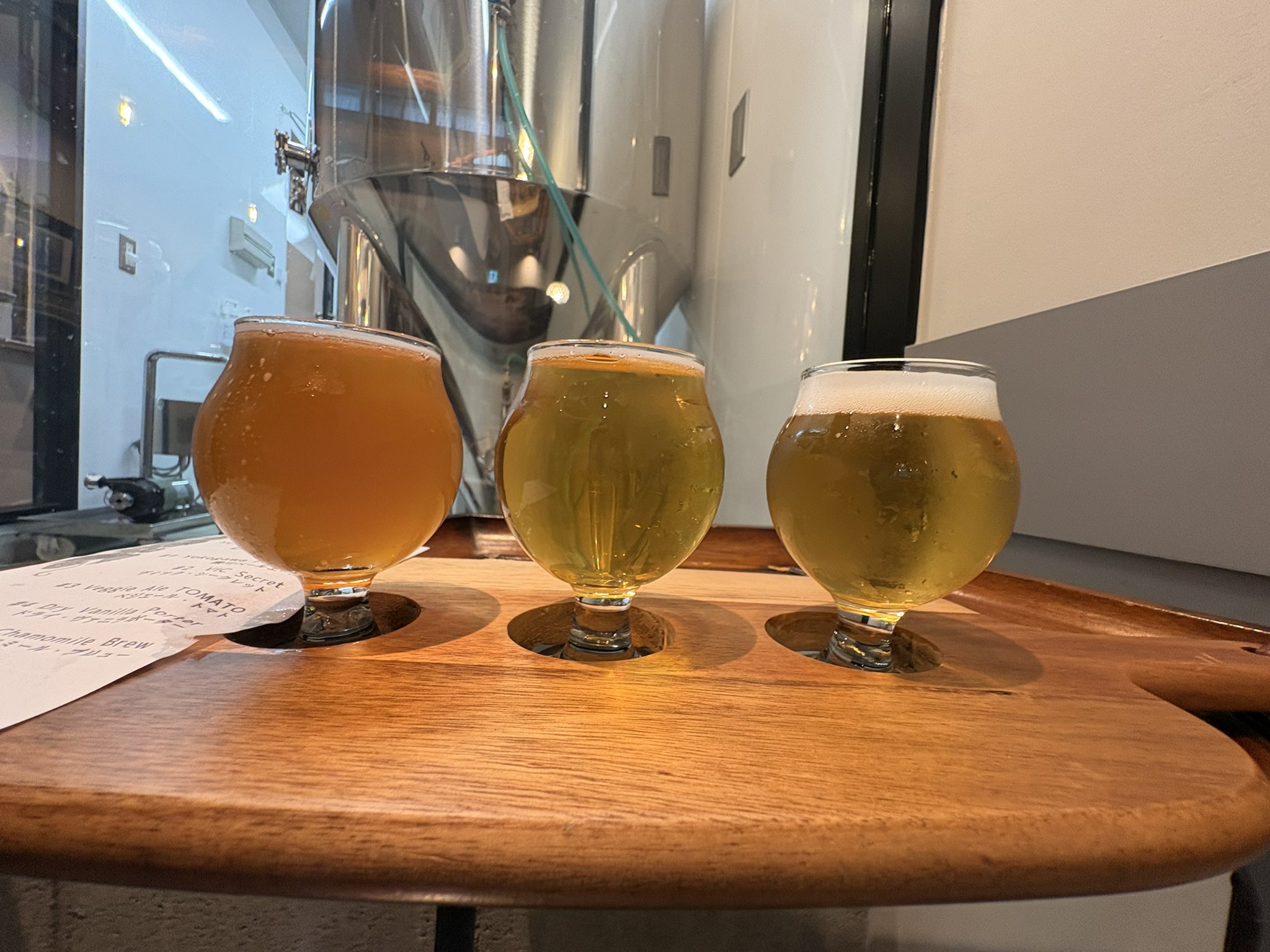 横川 Brewery の3種類のビール飲み比べ