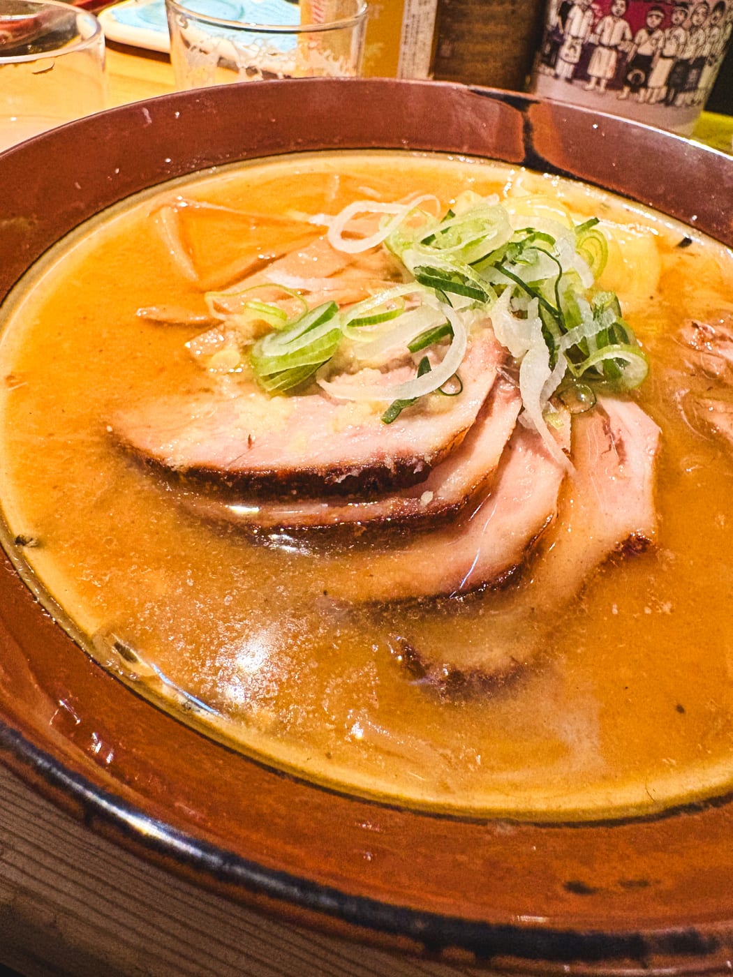 Miso ramen at Sumire Yokohama topped with chashu and green onions