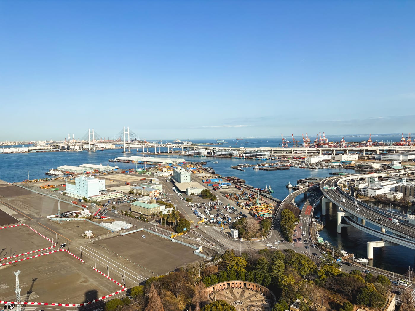 Harbor and elevated roads seen from Yokohama Marine Tower