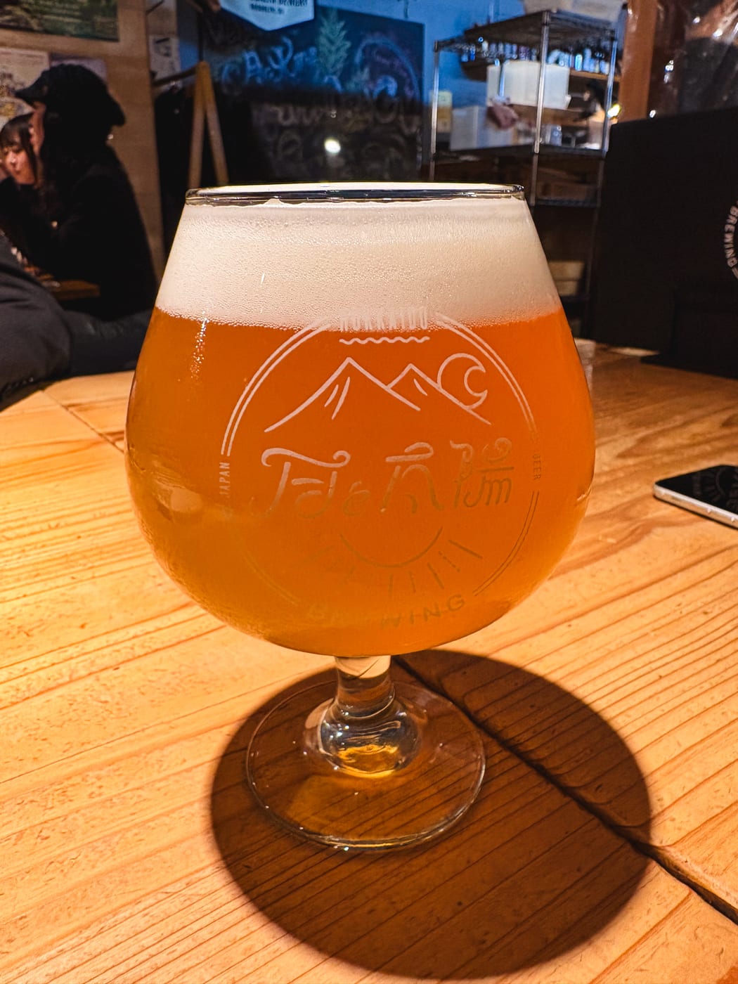 A craft beer on the counter at Tsuki to Taiyo BREWING Main Store