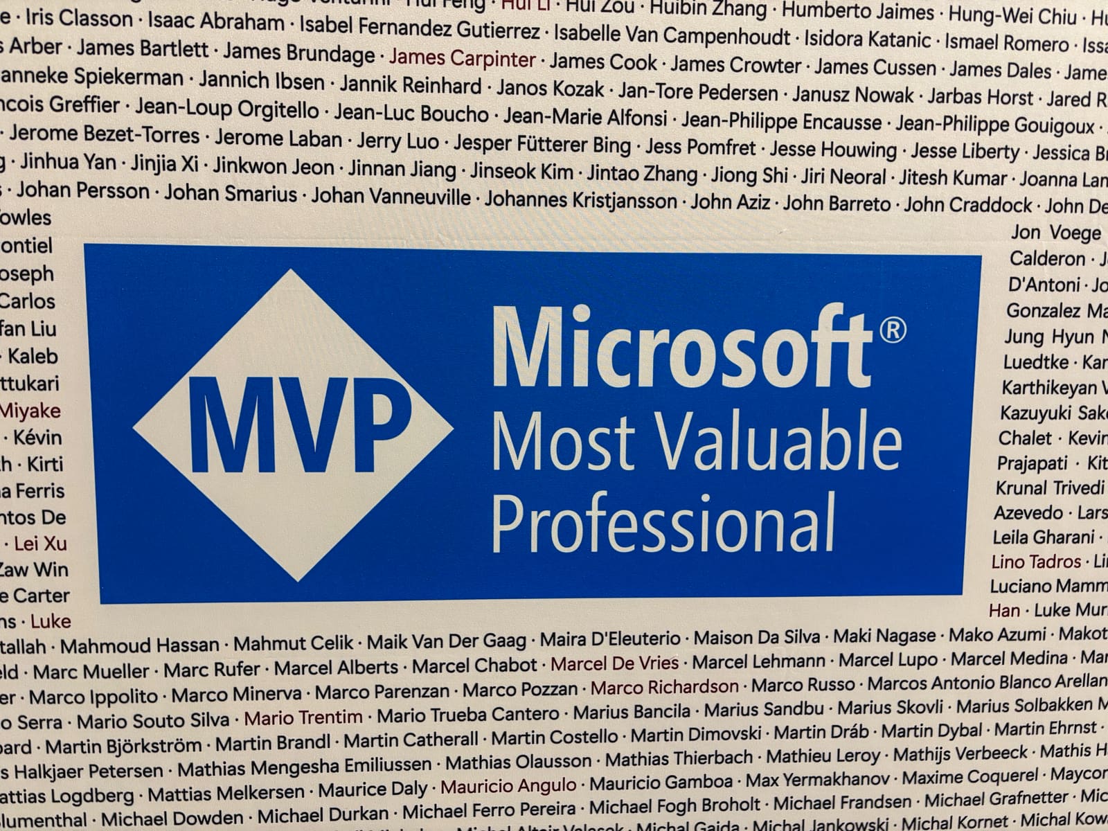 Microsoft MVP の名前が並ぶ Microsoft Build 2025 の展示