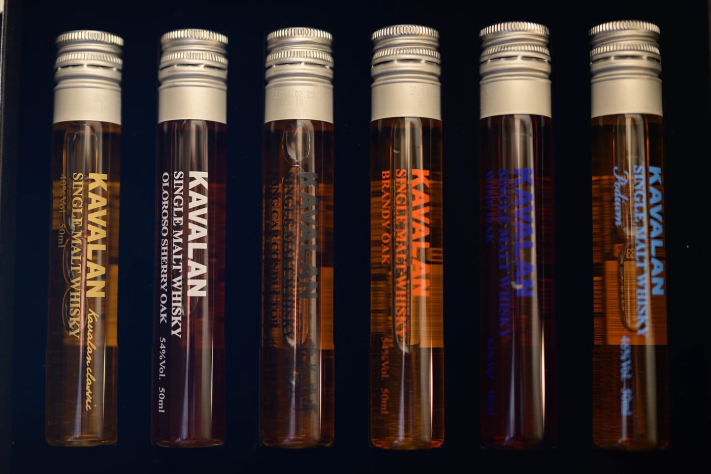 Several whisky bottles bought as souvenirs at the Kavalan Distillery