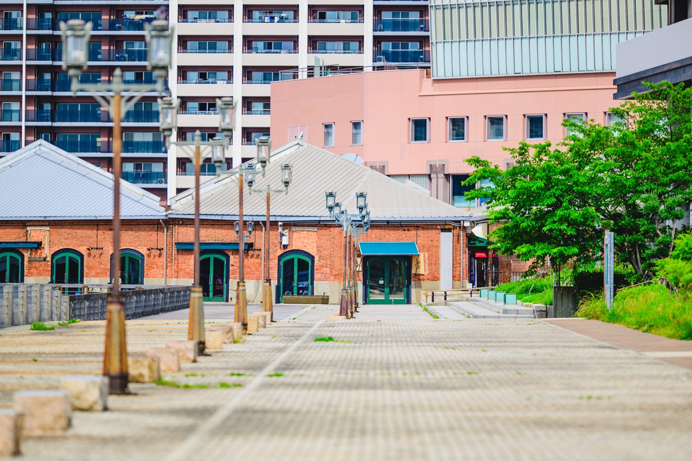 A red brick building by Kobe Port