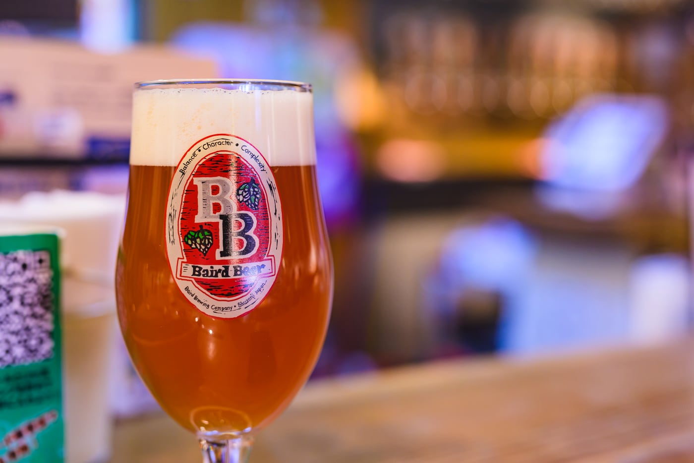 A beer on the counter at Baird Beer Nakameguro Taproom